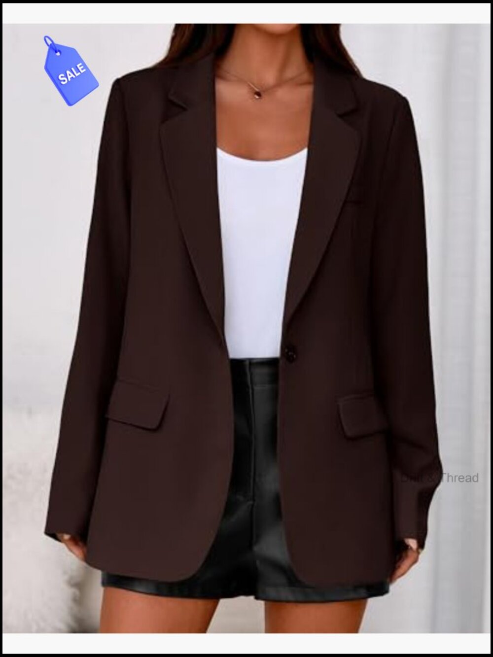 Oversized Blazer Notch Lapel Long Sleeve Business Casual Work Office Jacket - Picture 4 of 7